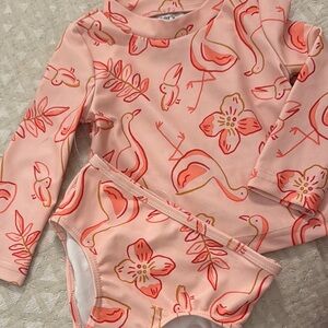 Carter's Pink and Orange Rashguard Swim Suit with Long Sleeves